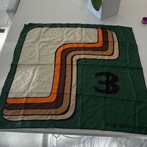 vintage Elio Berhanyer Green and Multicolor Scarf 70’s 100% silk